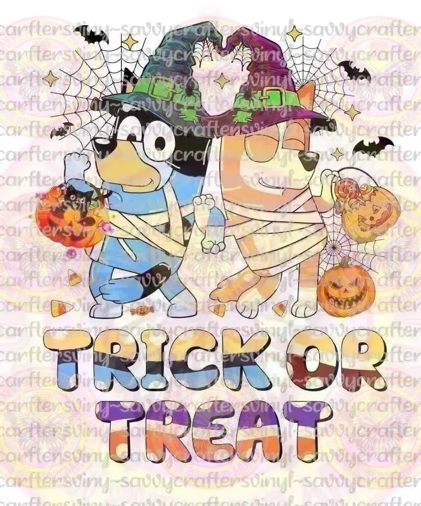 Funny TV Blue & Orange Dogs Trick or Treat - Savvy Crafters Vinyl & Gifts