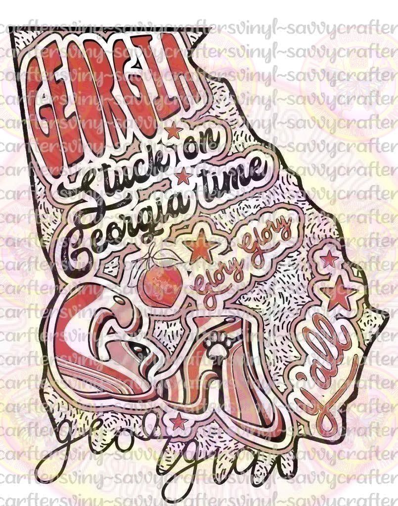 GA State Peachy Retro - Savvy Crafters Vinyl & Gifts