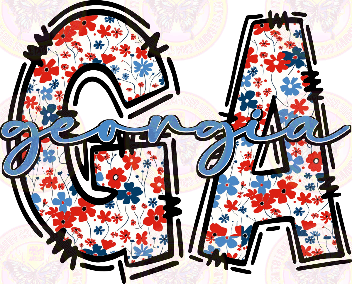Georgia Red White and Blue Floral - Savvy Crafters Vinyl & Gifts