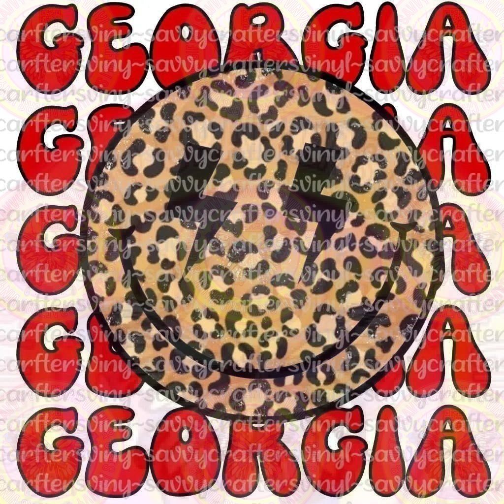 Georgia Smiley Face Leopard - Savvy Crafters Vinyl & Gifts