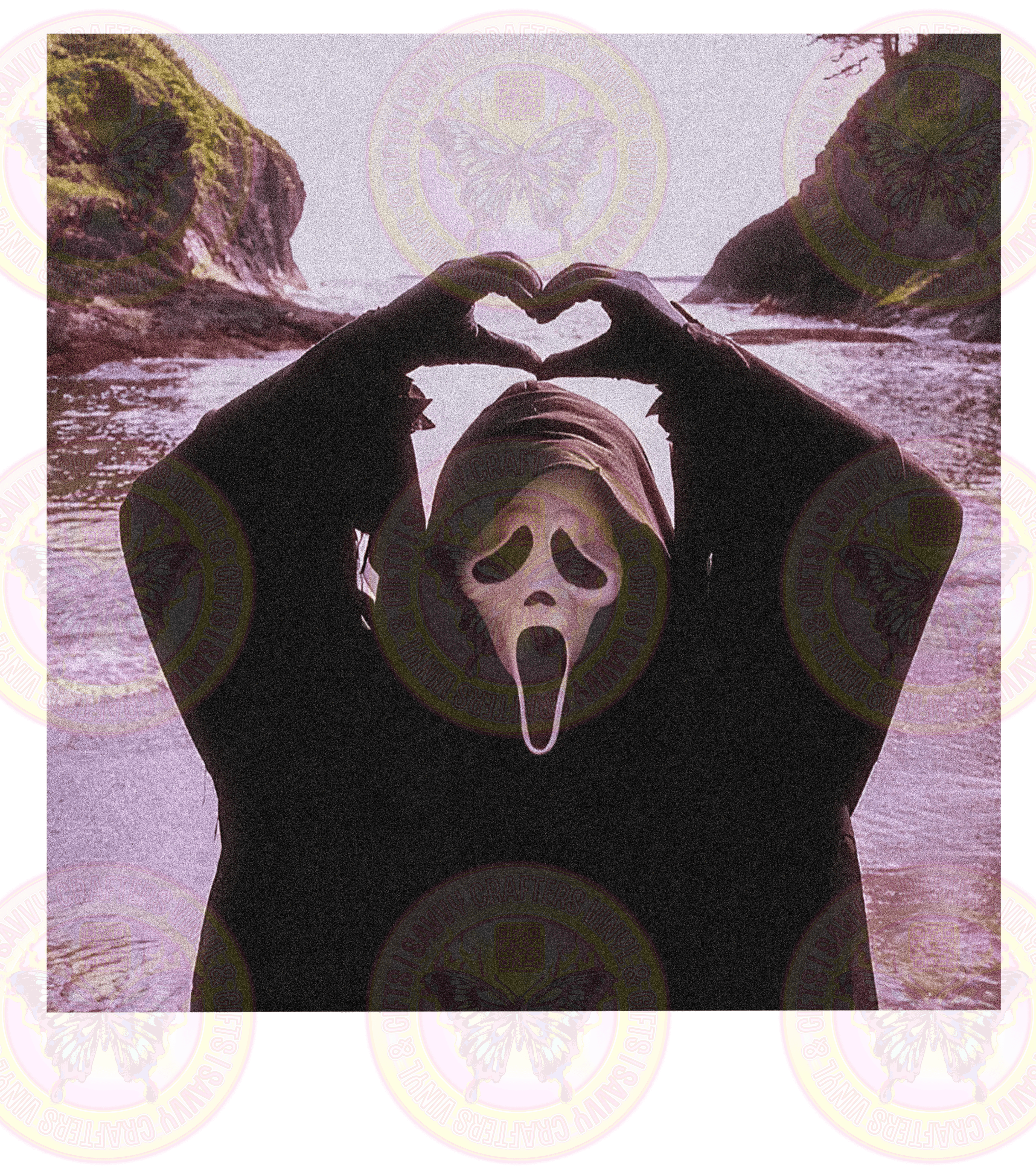 Ghost Guy Heart Hands Retro Lavender Nostalgia - Savvy Crafters Vinyl & Gifts