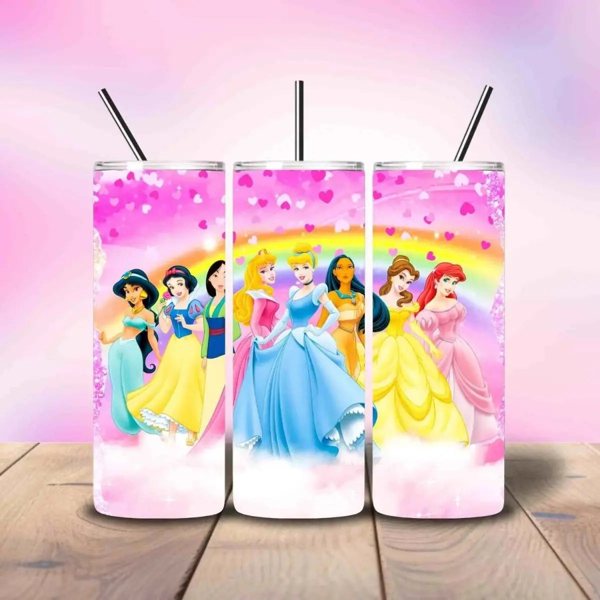 Girly Movie Princesses Inspired Rainbow Pink Movie - Fully Completed Tumbler Skinny Straight 20/30oz - Savvy Crafters Vinyl & Gifts
