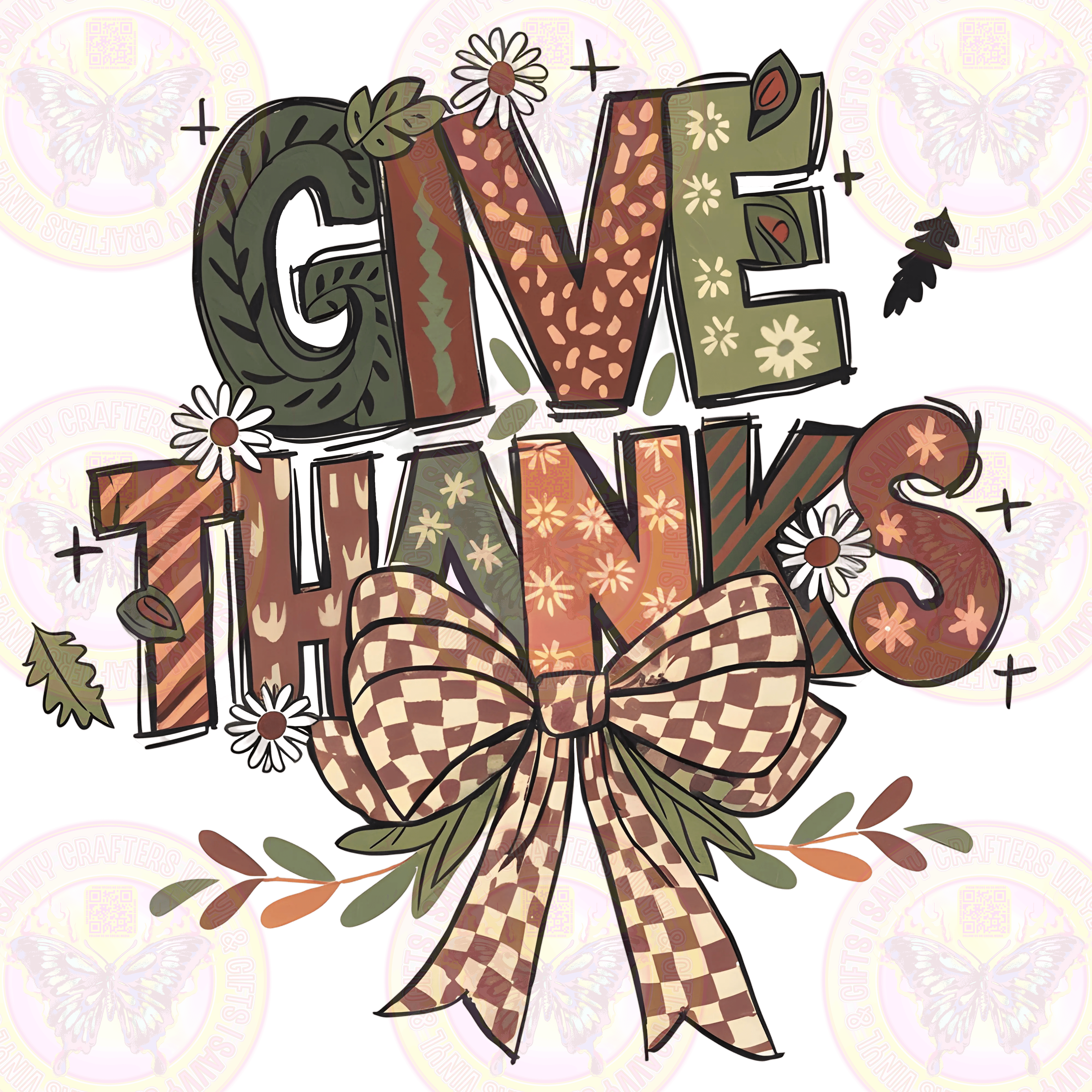 Give Thanks Warm Fall Colorful Coquette Thanksgiving - Savvy Crafters Vinyl & Gifts