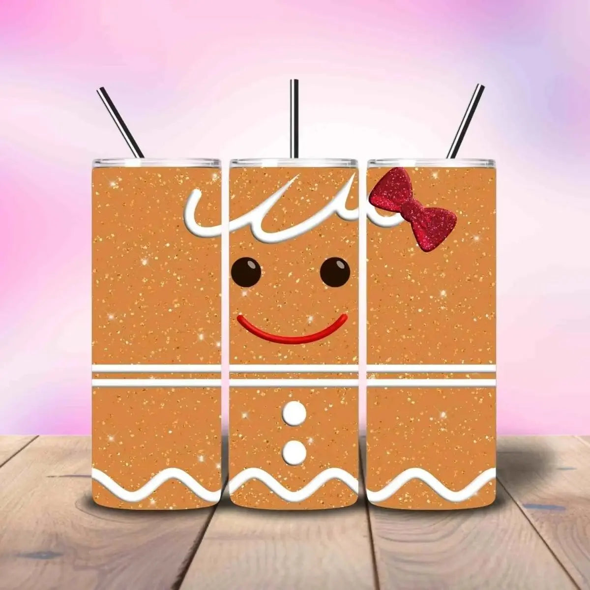 Glitter Gingerbread Woman - Fully Completed Tumbler Skinny Straight 20/30oz - Savvy Crafters Vinyl & Gifts