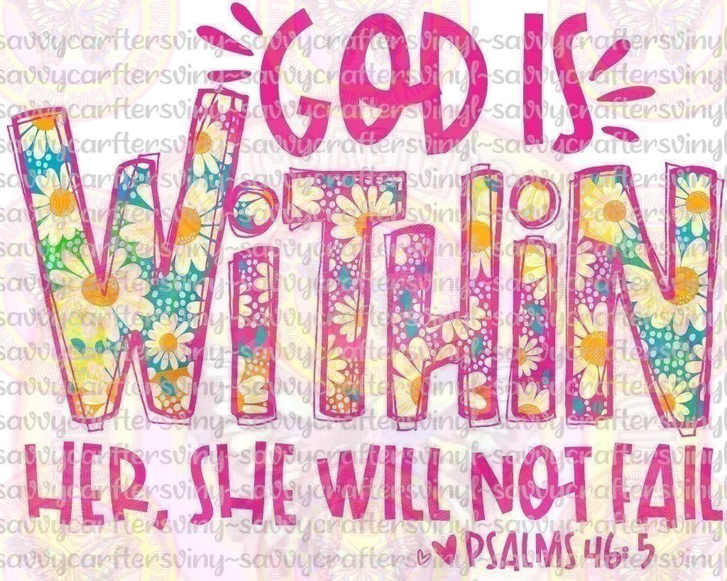God is Within Her Pink Psalm 45:5 - Savvy Crafters Vinyl & Gifts