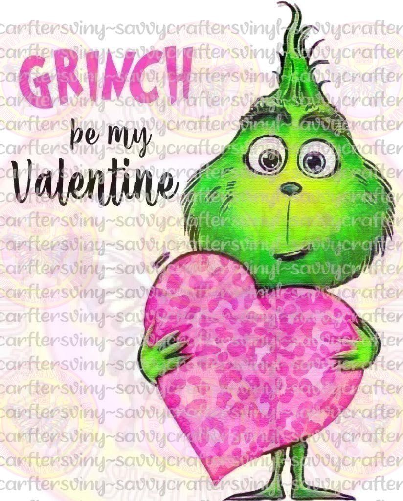 Grinch Be My Valentine Pink Cheetah - Savvy Crafters Vinyl & Gifts