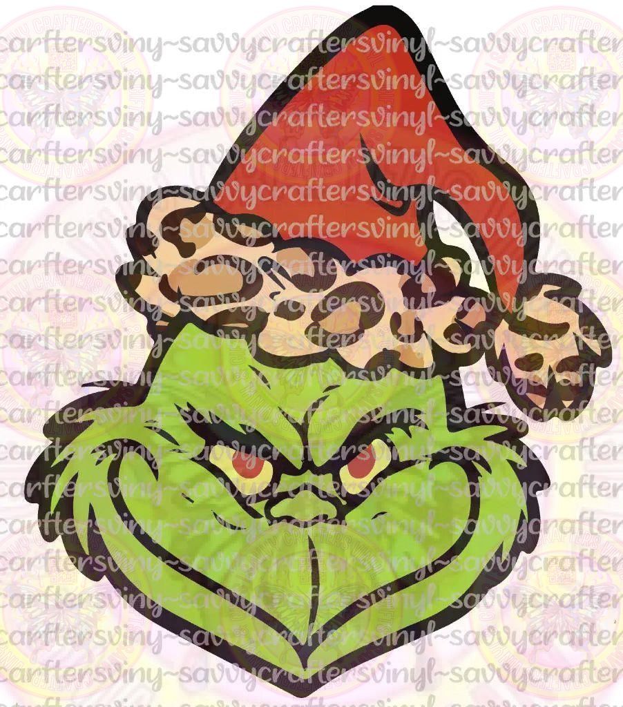 Grinch Santa Hat Cheetah - Savvy Crafters Vinyl & Gifts