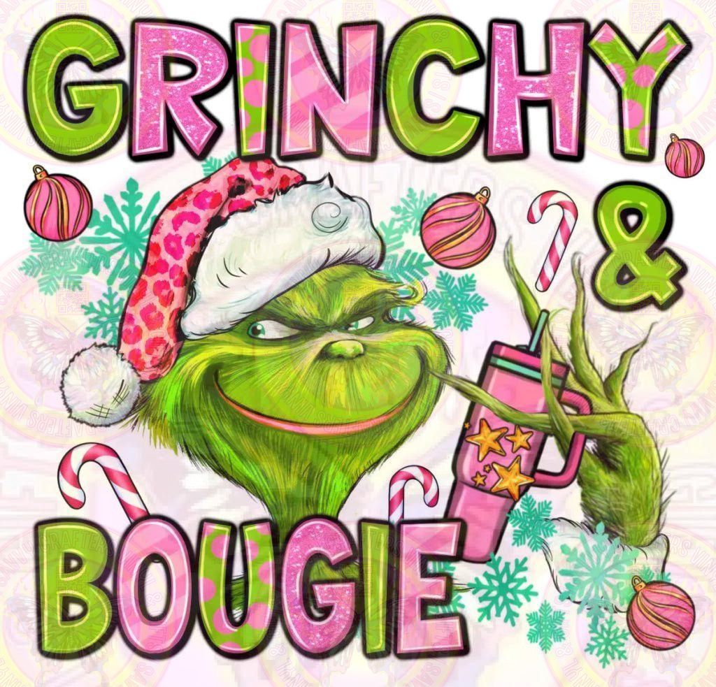 Grinchy and Bougie with Stanley cup DTF Transfer - Savvy Crafters Vinyl & Gifts