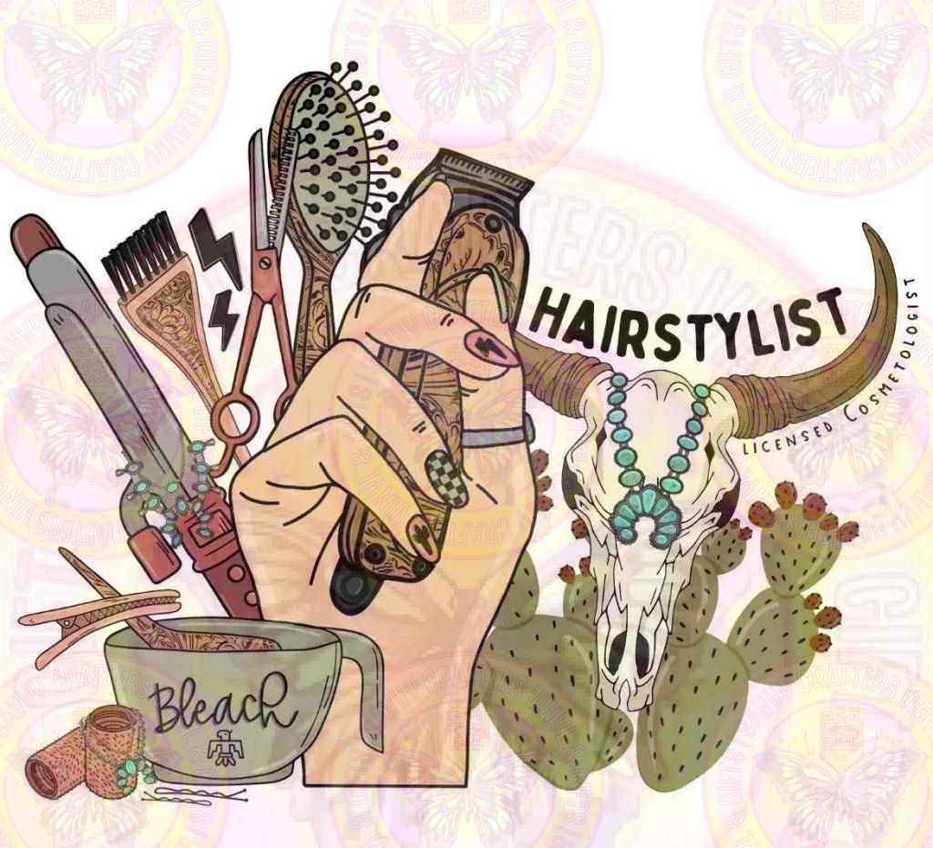 Hairstylist Western Full Color Transfer - Savvy Crafters Vinyl & Gifts