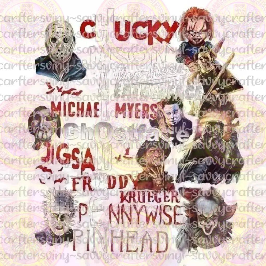 Halloween Collage all Characters Horror - Savvy Crafters Vinyl & Gifts