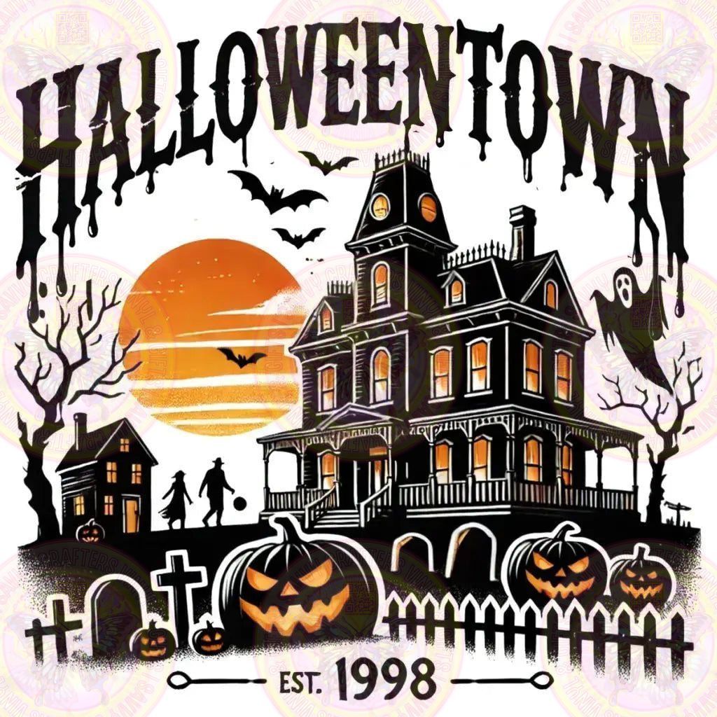 Halloween Town Black and Orange Night Scene - Savvy Crafters Vinyl & Gifts