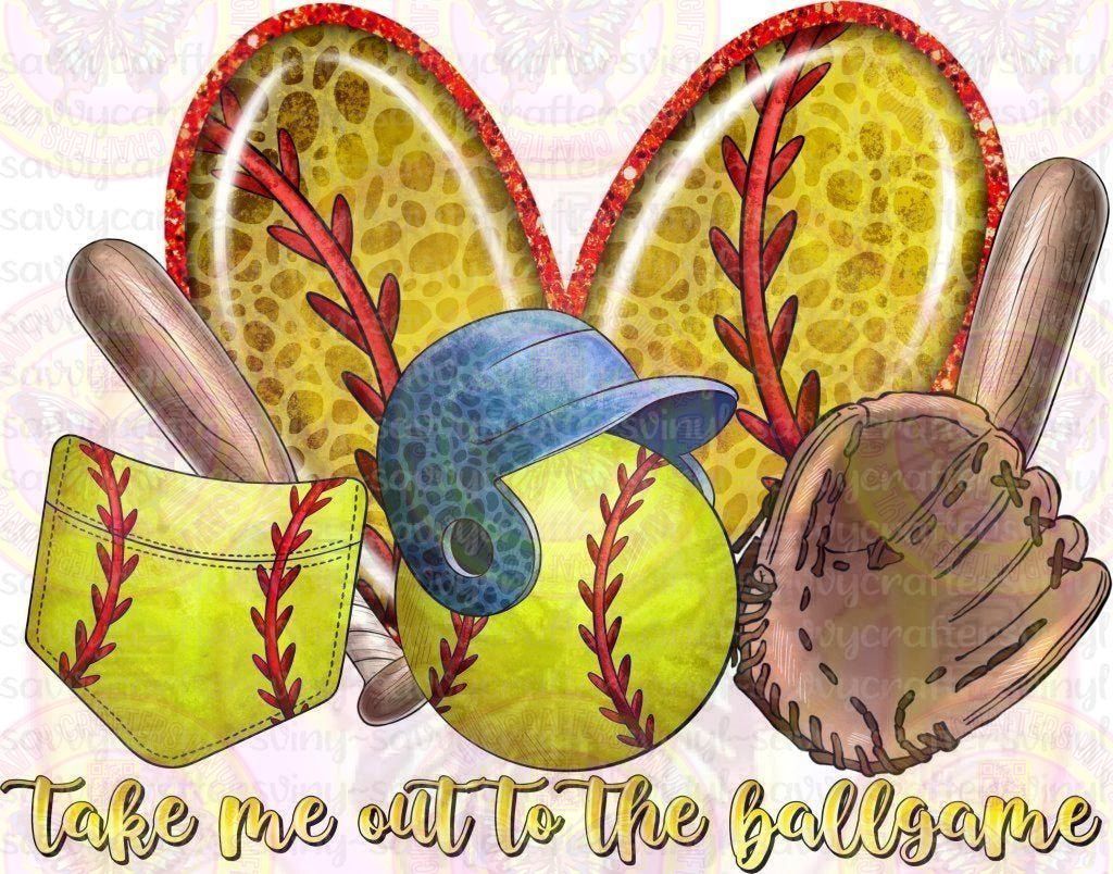 Heart Take Me Out to the Ballpark Softball - Savvy Crafters Vinyl & Gifts