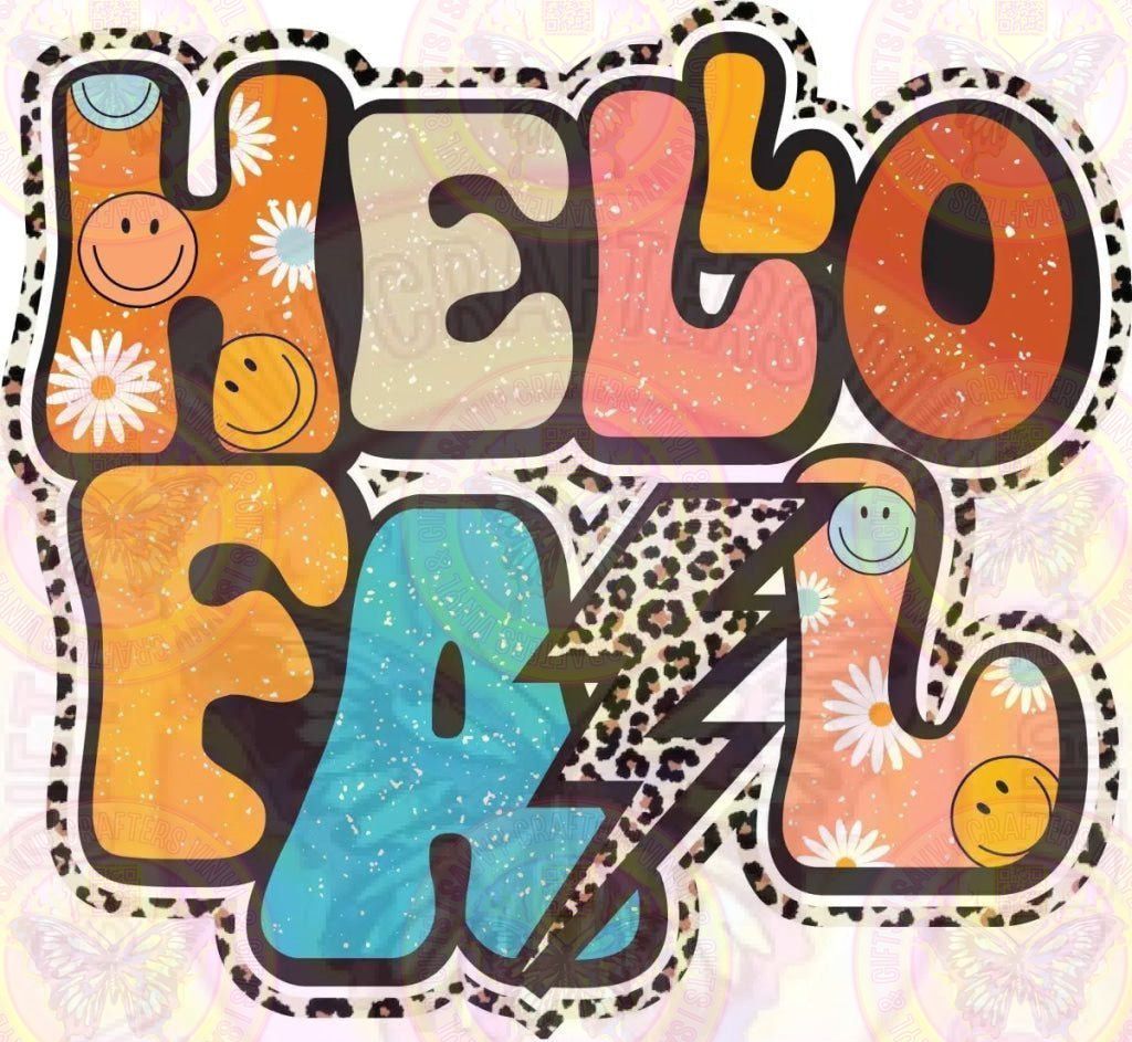 Hello Fall Cheetah Colorful Retro - Savvy Crafters Vinyl & Gifts