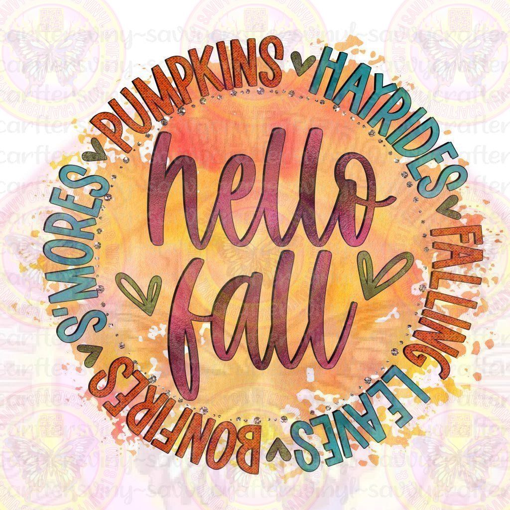 Hello Fall Circle - Savvy Crafters Vinyl & Gifts
