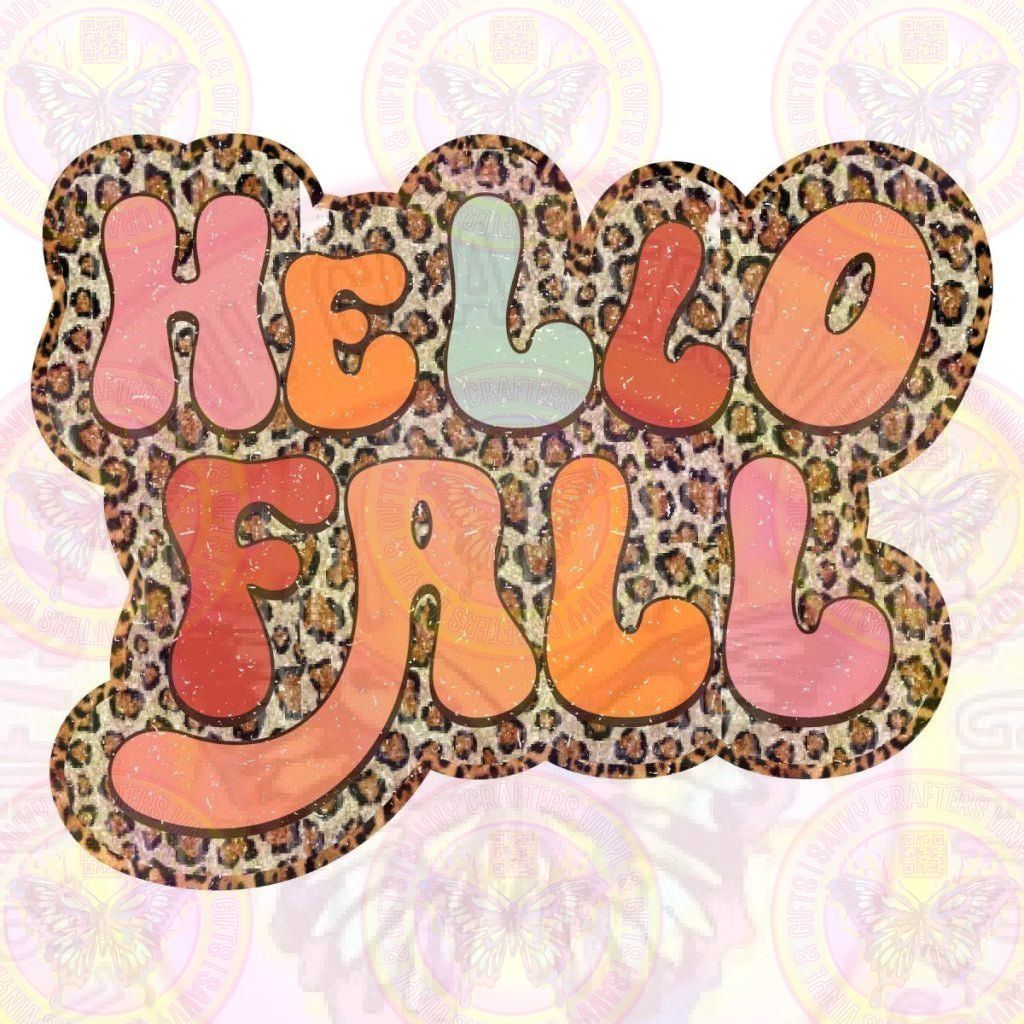 Hello Fall groovy retro Cheetah Vintage - Savvy Crafters Vinyl & Gifts