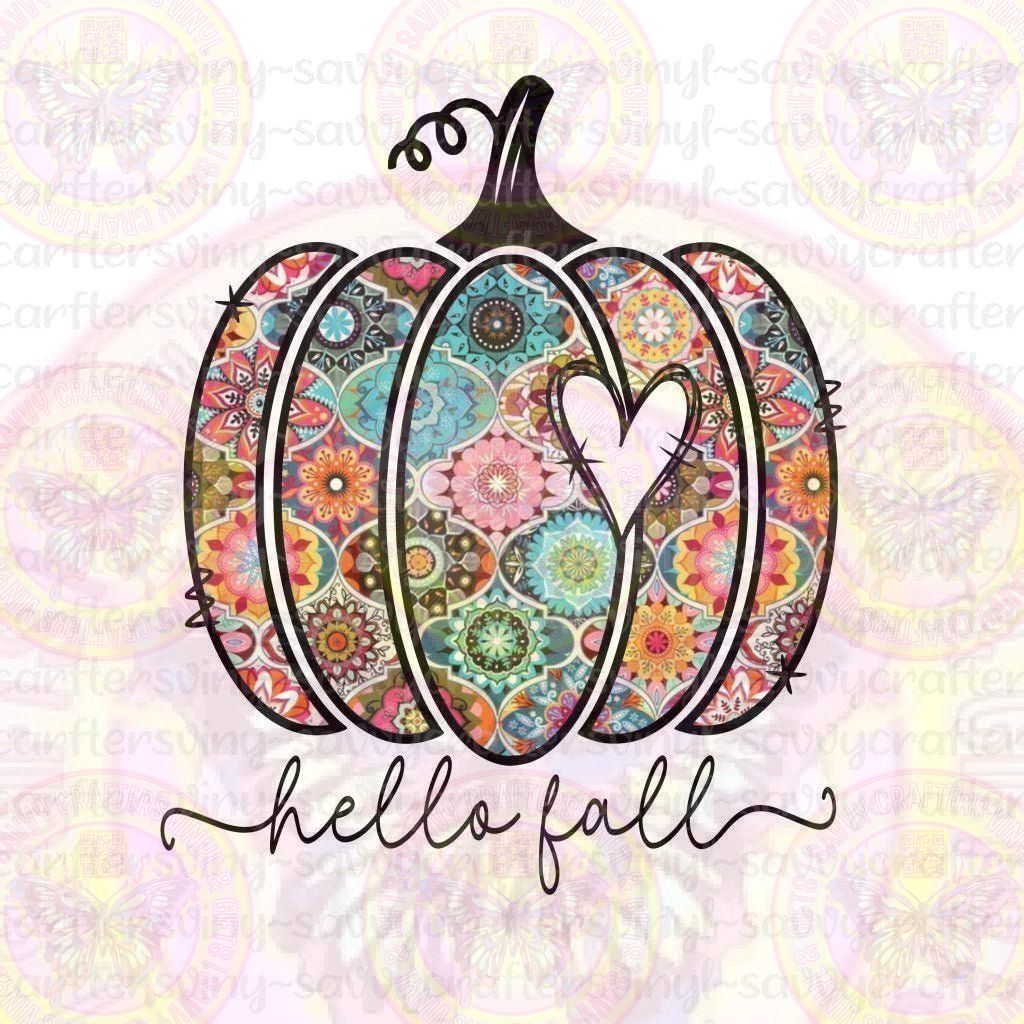 Hello Fall Vintage Pumpkin - Savvy Crafters Vinyl & Gifts