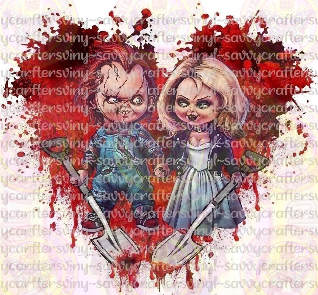 Horror Chucky and Angela Bleeding Heart - Savvy Crafters Vinyl & Gifts