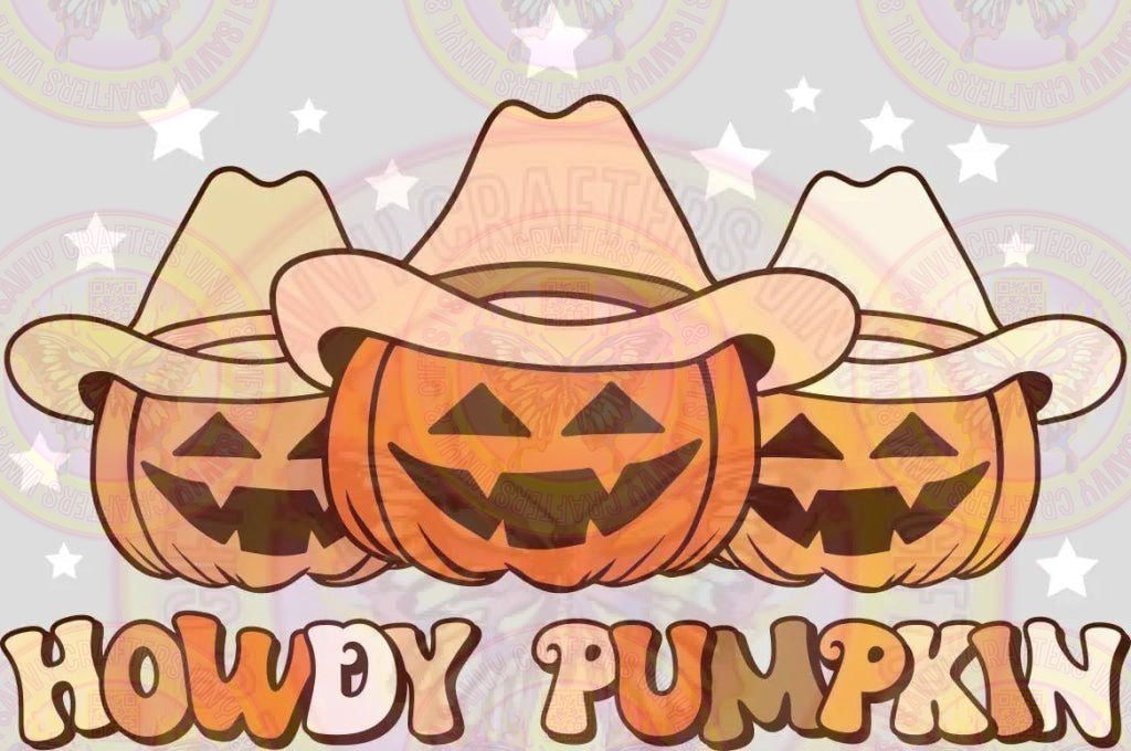 Howdy Pumpkin White Stars - Savvy Crafters Vinyl & Gifts