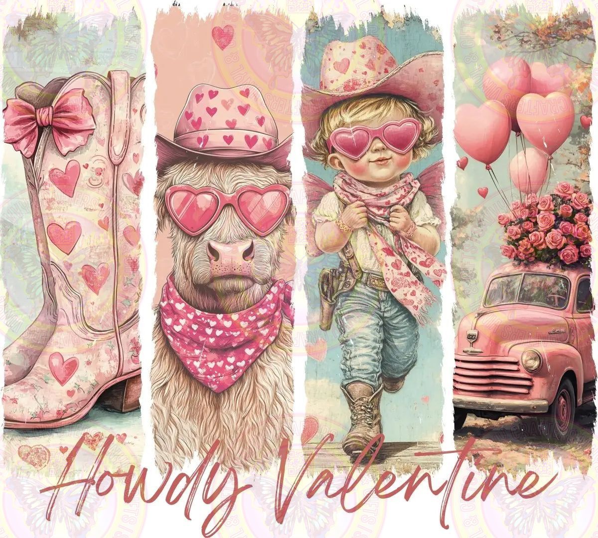 Howdy Valentines retro Western Vintage Valentines Collage - Savvy Crafters Vinyl & Gifts