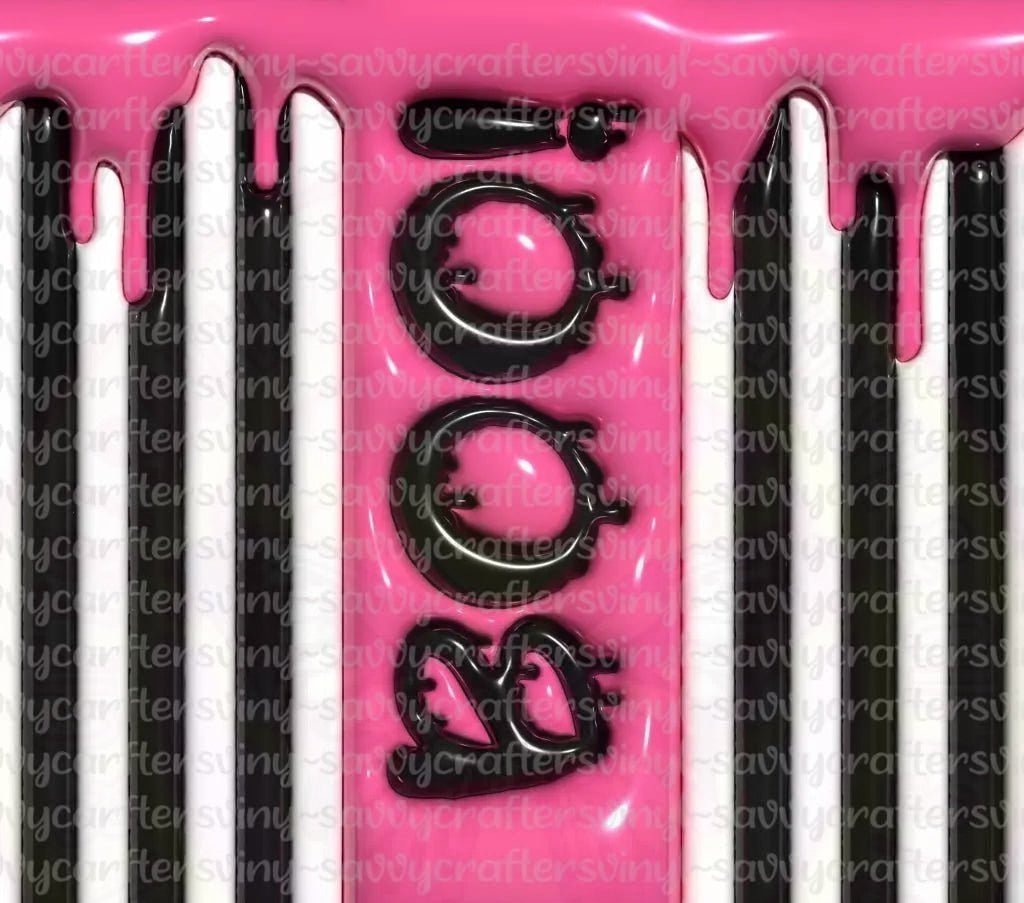Inflated Boo Black Stripes Wrap 20oz straight Tumbler wrap - Savvy Crafters Vinyl & Gifts