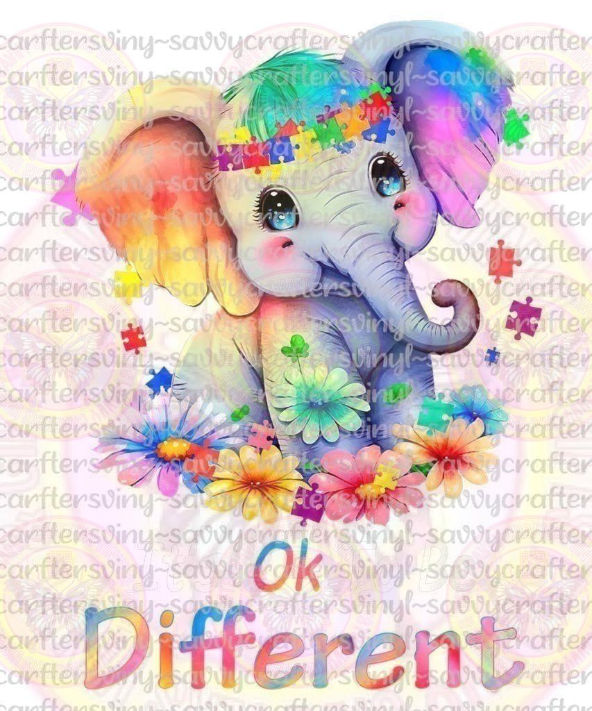It's OK to be Different Cute Elephant Autism - Savvy Crafters Vinyl & Gifts