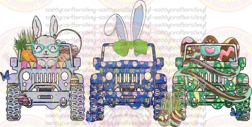 Jeep Bunnies Blue Easter - Savvy Crafters Vinyl & Gifts