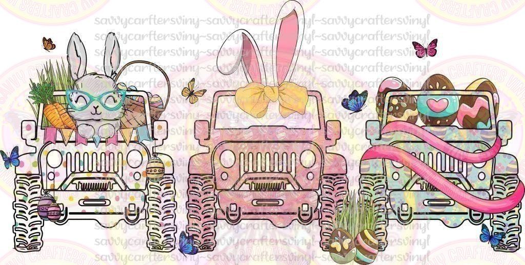 Jeep Bunnies Pink Easter - Savvy Crafters Vinyl & Gifts