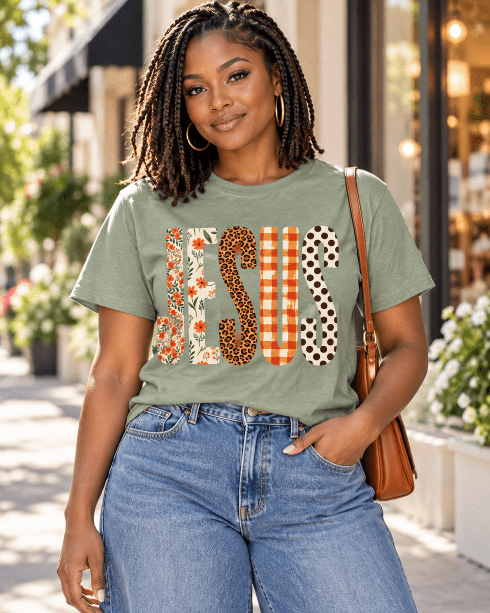 Jesus Fall Patchwork Tee - Savvy Crafters Vinyl & Gifts