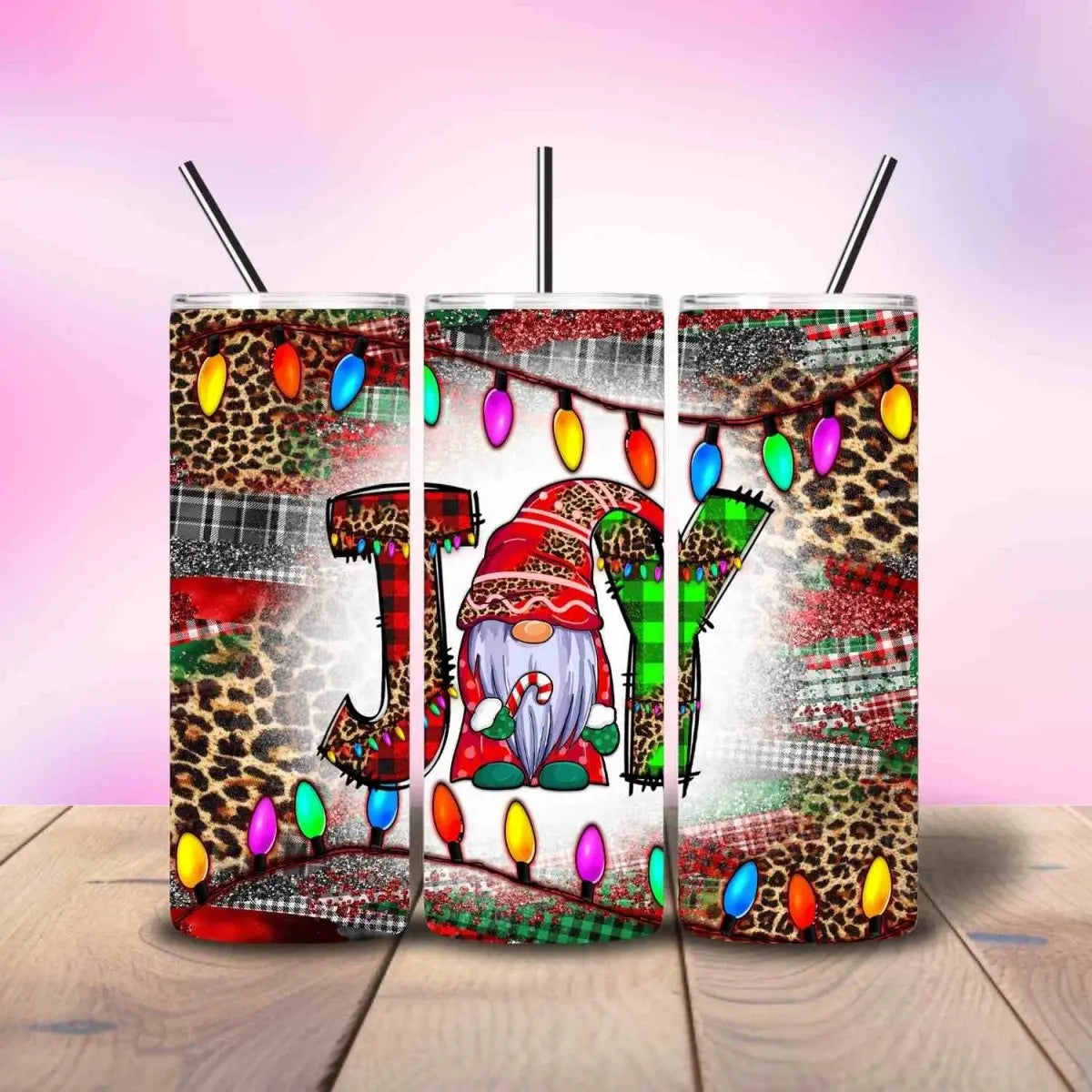 Joy Christmas Lights - Fully Completed Tumbler Skinny Straight 20/30oz - Savvy Crafters Vinyl & Gifts