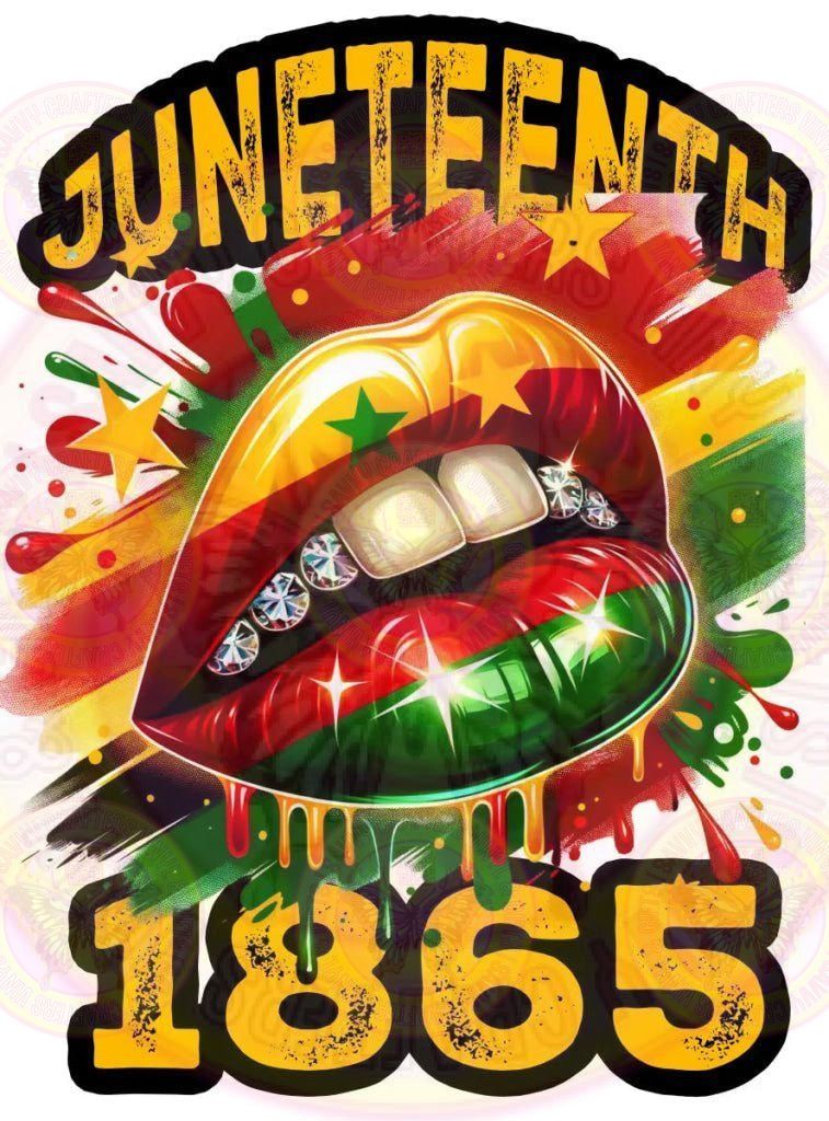 Juneteenth 1865 Teeth Jeweled Black Outline - Savvy Crafters Vinyl & Gifts