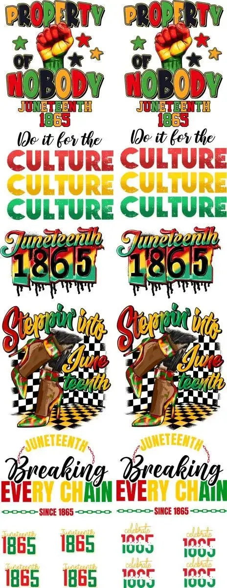 Juneteenth DTF Transfer Gang Sheet 3 - Savvy Crafters Vinyl & Gifts