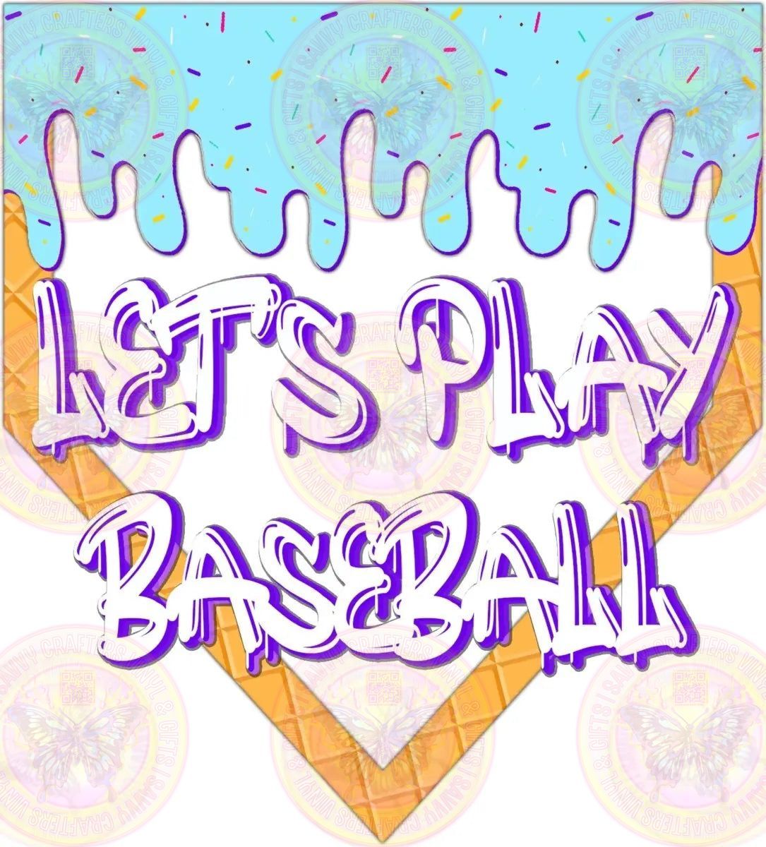 Let's Play Ball Homeplate Drip Sprinkles Transfer - Savvy Crafters Vinyl & Gifts