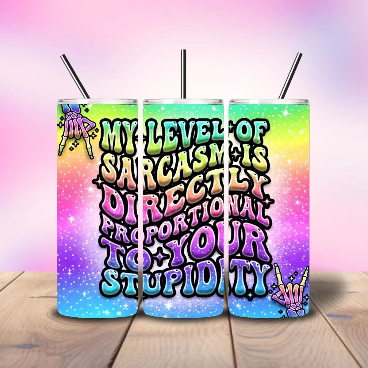 Levels of Sarcasm Funny Colorful - Fully Completed Tumbler Skinny Straight 20/30oz - Savvy Crafters Vinyl & Gifts