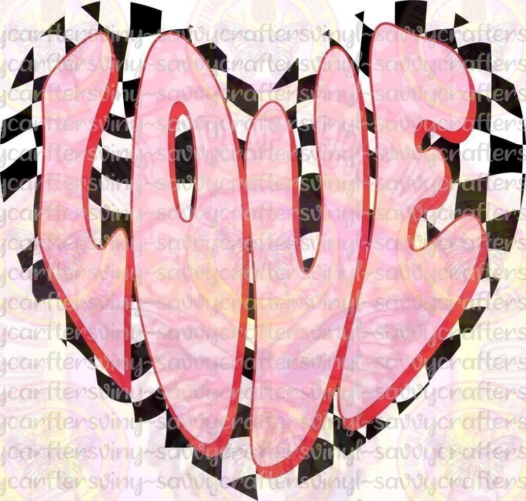 LOVE heart checkered cheetah - Savvy Crafters Vinyl & Gifts