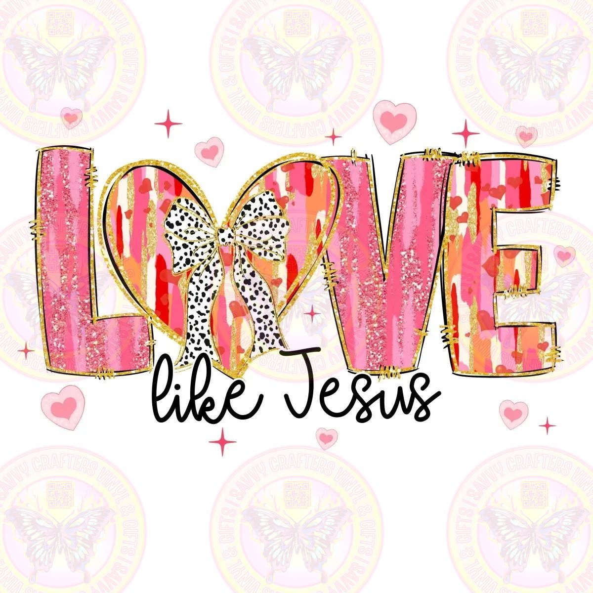 LOVE Like Jesus Brushed Bow Heart - Savvy Crafters Vinyl & Gifts