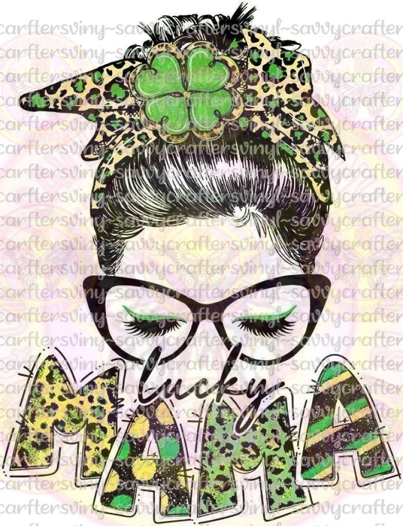 Lucky Mama Bunhead St. Patrick's Day - Savvy Crafters Vinyl & Gifts