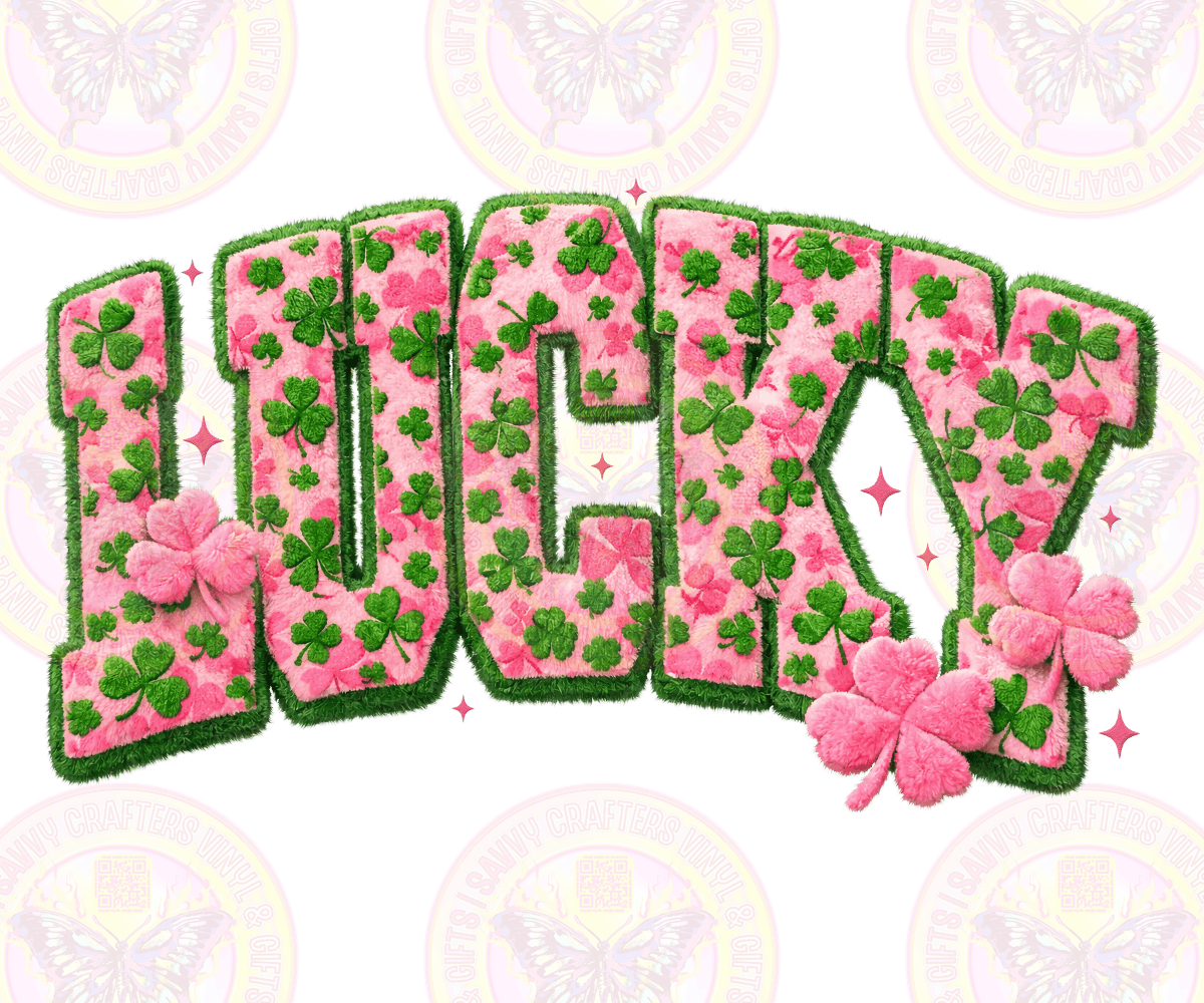 Lucky Pink Green Clovers - Savvy Crafters Vinyl & Gifts
