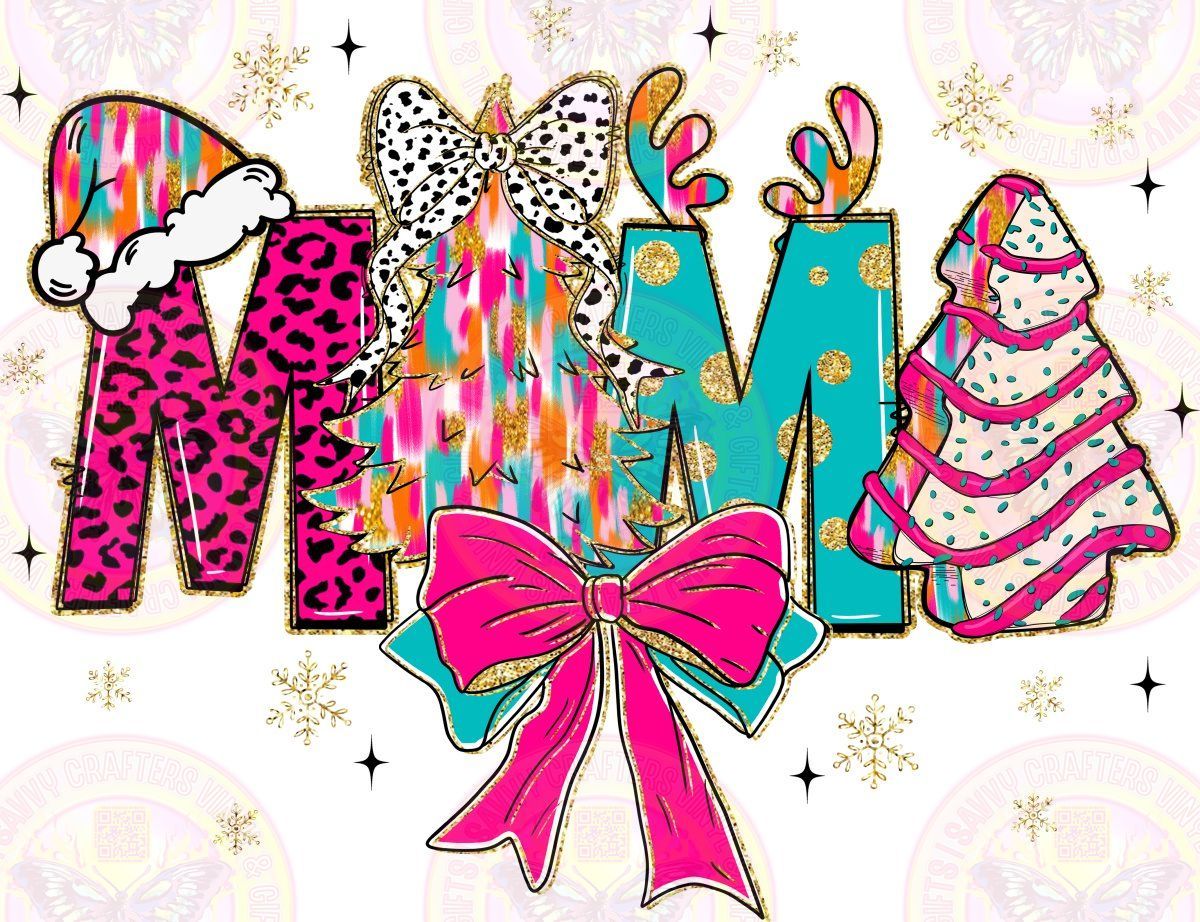 MAMA Bow Christmas Brush stroke - Savvy Crafters Vinyl & Gifts