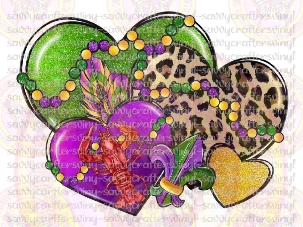Mardi Gras Hearts - Savvy Crafters Vinyl & Gifts