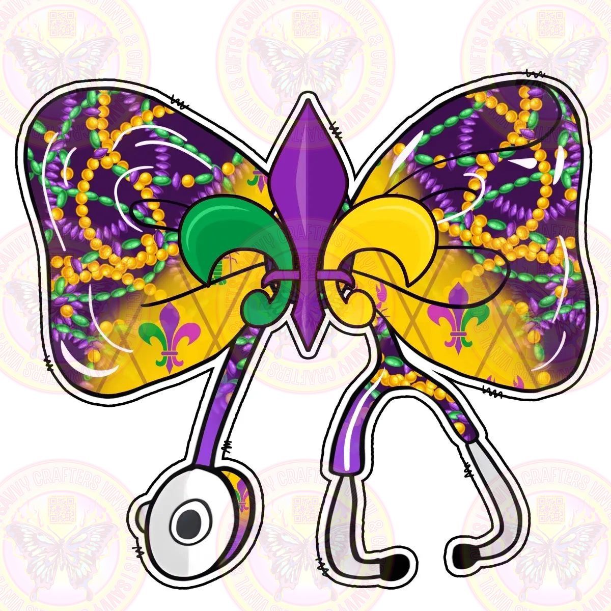 Mardi Gras Nurse Coquette Bow - Savvy Crafters Vinyl & Gifts