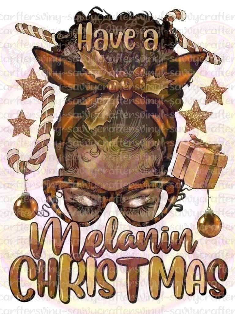 Melanin Christmas Afro Messy Bun - Savvy Crafters Vinyl & Gifts