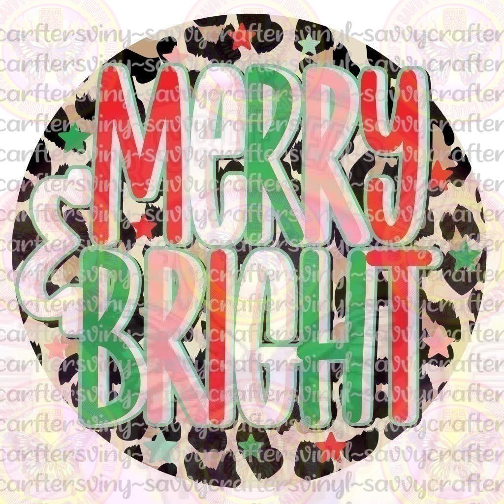 Merry and Bright Circle Cheetah - Savvy Crafters Vinyl & Gifts