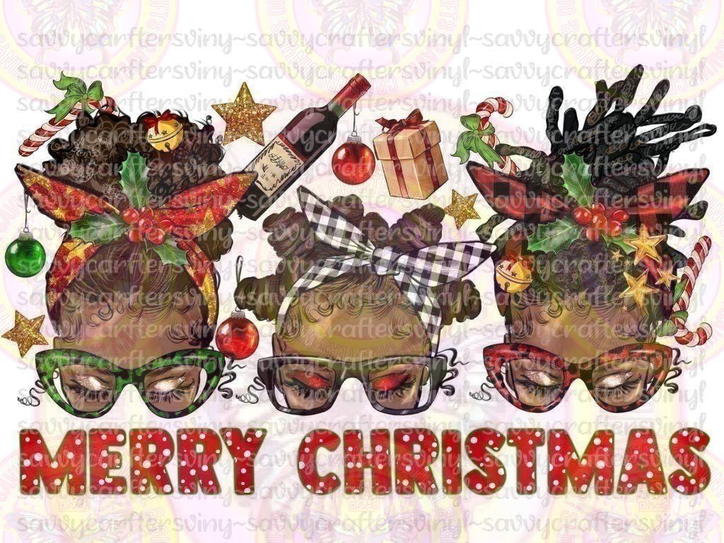 Merry Christmas Black Girls Trio - Savvy Crafters Vinyl & Gifts