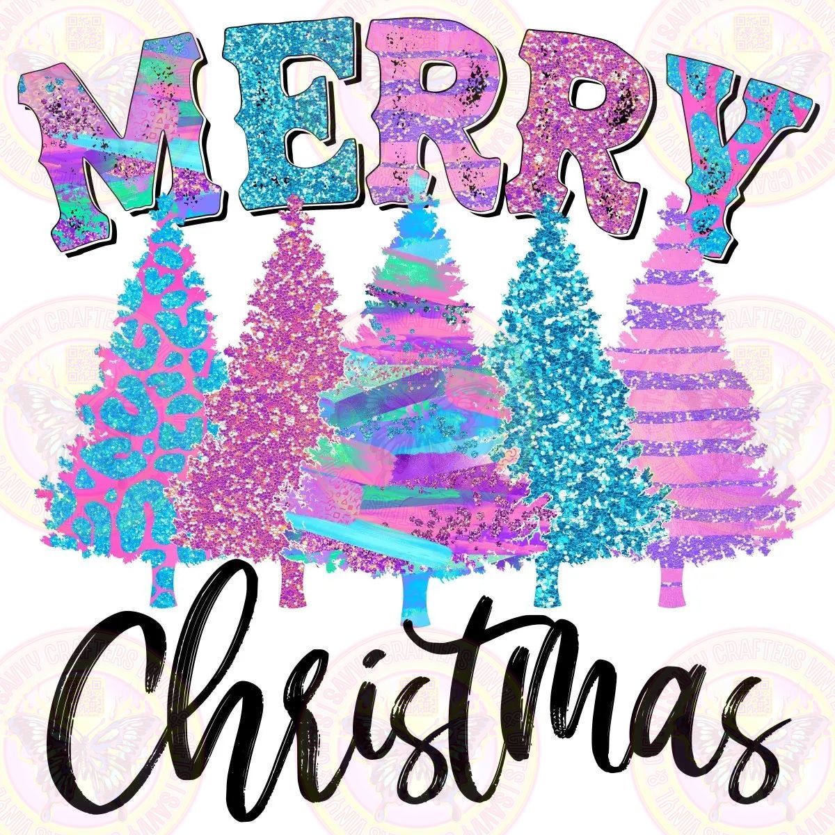 Merry Christmas Colorful with Glitter - Savvy Crafters Vinyl & Gifts