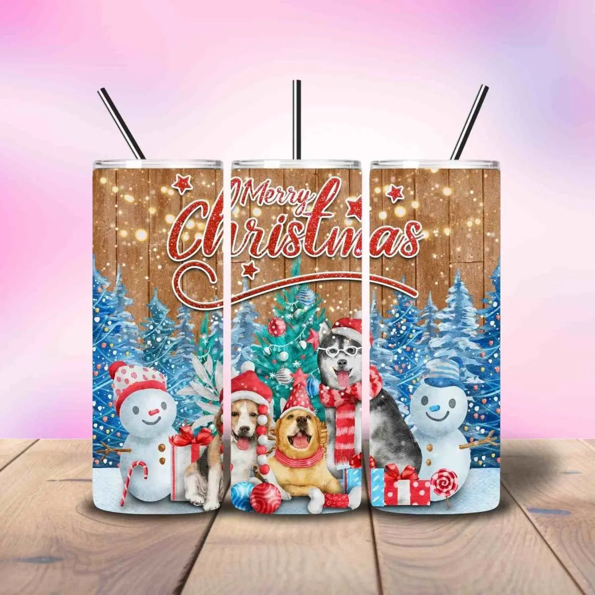 Merry Christmas Holiday greeting Card - Fully Completed Tumbler Skinny Straight 20/30oz - Savvy Crafters Vinyl & Gifts