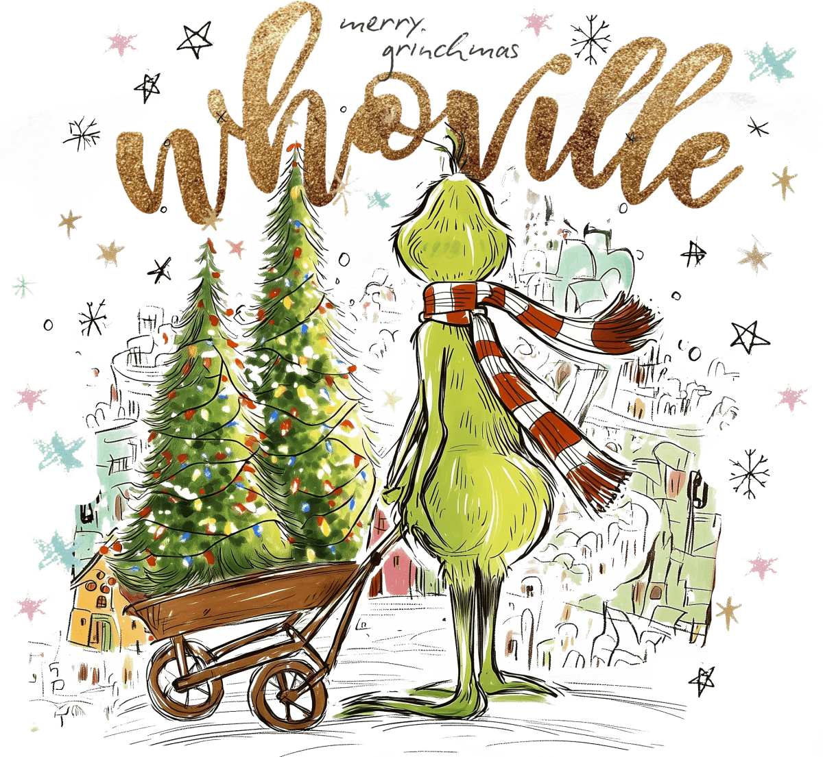 Merry Grinchmas Whoville Christmas Illustration - Savvy Crafters Vinyl & Gifts