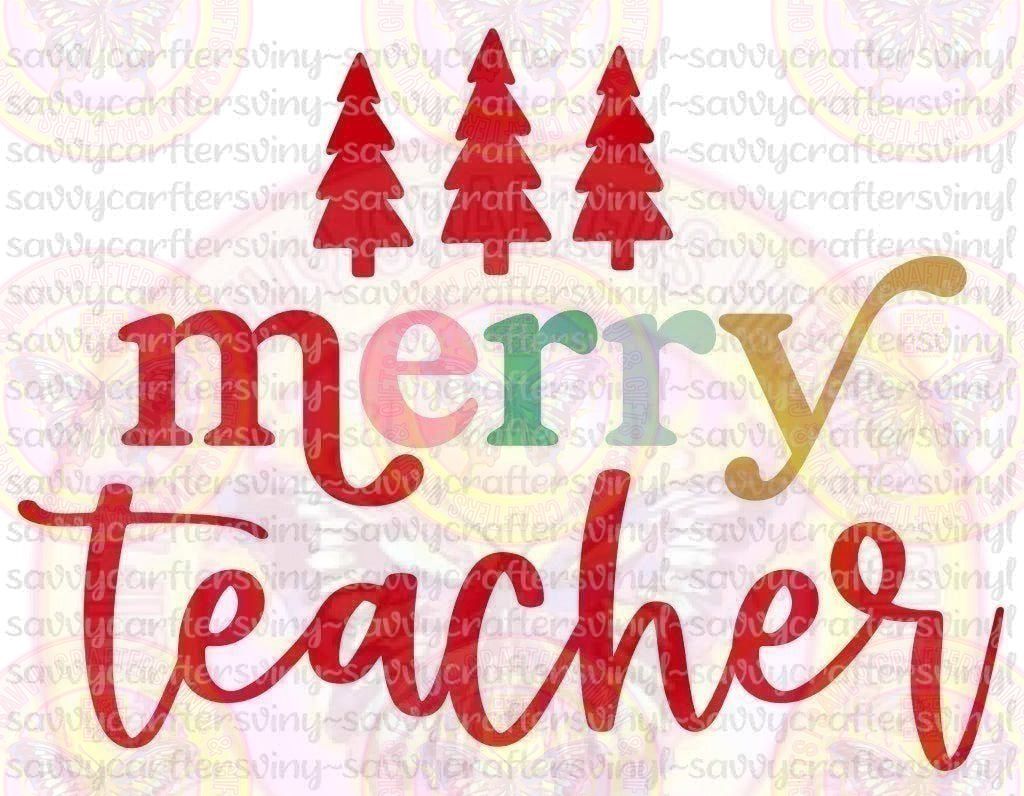 Merry Teacher Pastel - Savvy Crafters Vinyl & Gifts