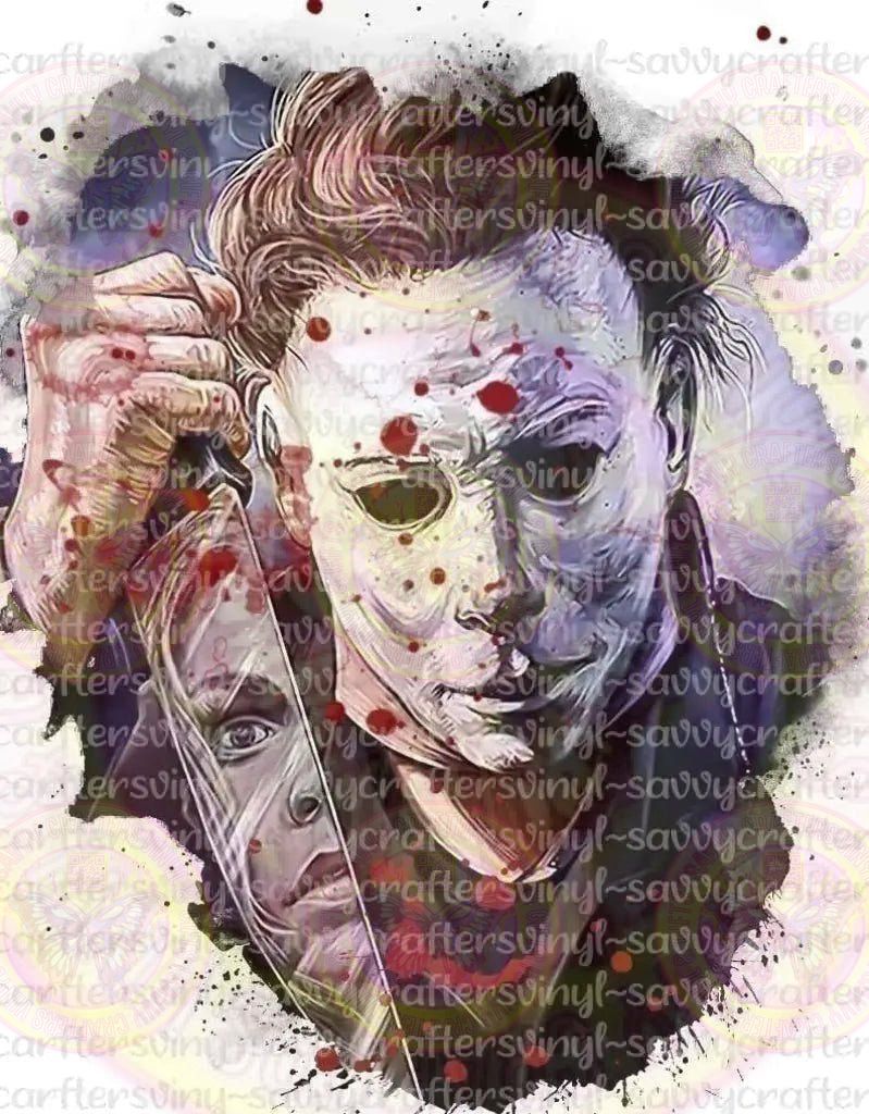 Michael Myers Watercolor Holding Knife - Savvy Crafters Vinyl & Gifts
