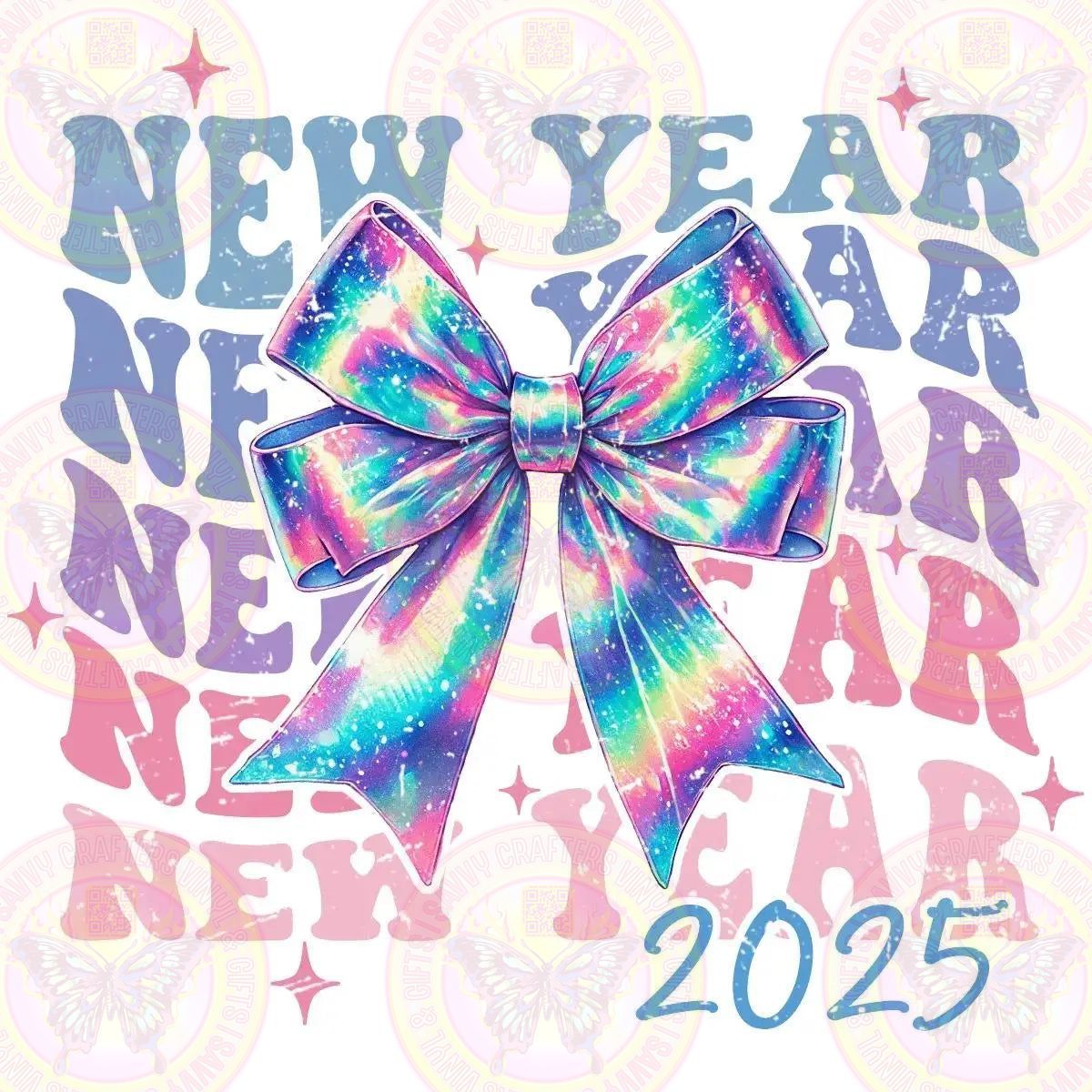 New Year Iridescent Bow - Savvy Crafters Vinyl & Gifts