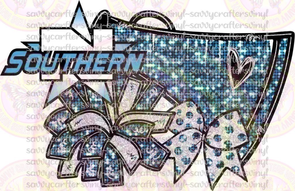 Newnan Southern Stars Megaphone Pom Bow - Savvy Crafters Vinyl & Gifts